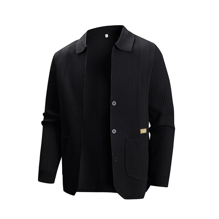 Herren Strickjacke mit modernem Rippmuster und praktischen Taschen Echoarchiv