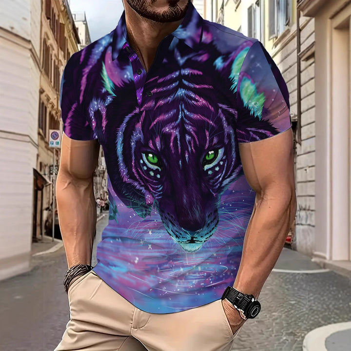 Herren Poloshirt mit kreativem Tigerdesign Echoarchiv