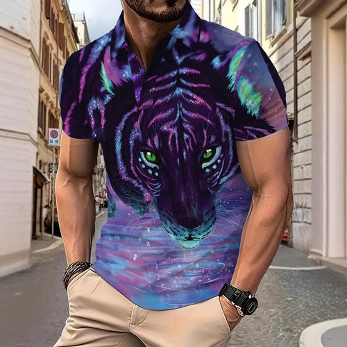 Herren Poloshirt mit kreativem Tigerdesign Echoarchiv