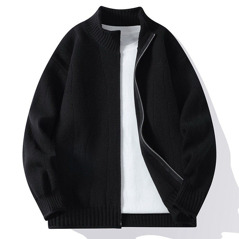 Herren Modische Strickjacke mit hochgeschlossenem Kragen und Reißverschluss Echoarchiv