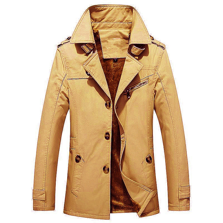 Herren Winterparka Manteljacke mit Teddyfutter, Stehkragen und Reißverschluss-Details Echoarchiv