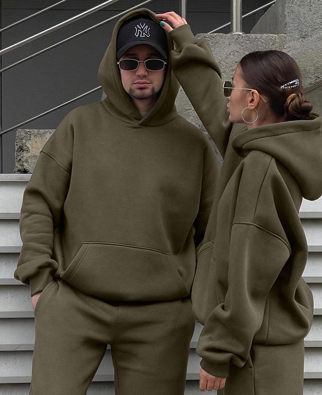 Unisex Oversize-Kapuzenpullover und Relax-Jogginghose Set aus hochwertiger Baumwollmischung Echo Archiv