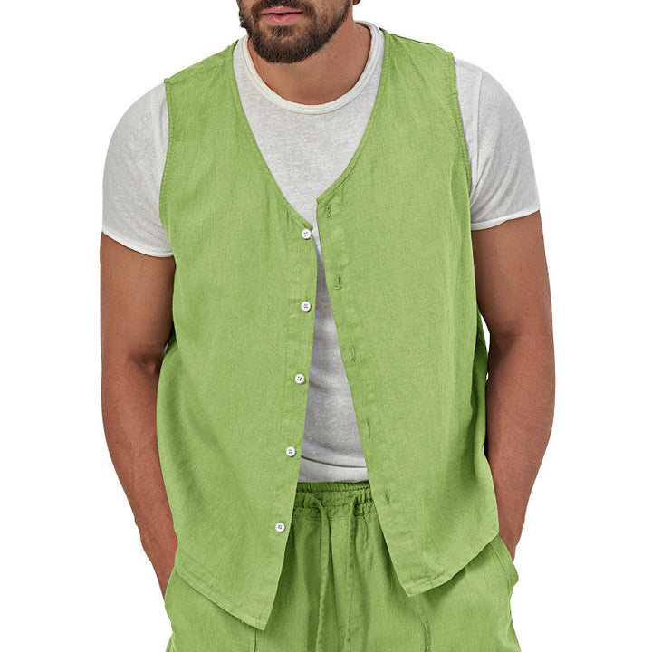 Herren ärmellose Weste mit Knopfleiste und bequemem Design Echoarchiv