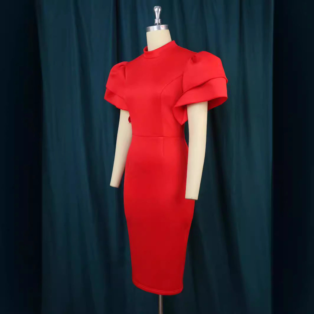 Damen figurbetontes Kleid mit voluminösen Rüschenärmeln Echo Archiv 1778623062