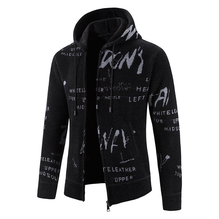Herren modische Kapuzenjacke mit kreativem Print Echoarchiv