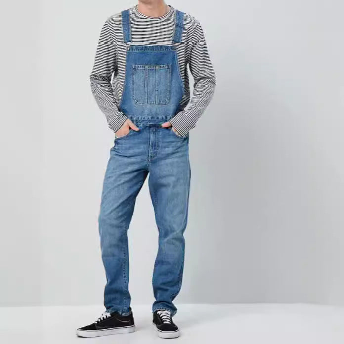 Herren Denim Latzhose im Vintage-Stil mit regulierbaren Trägern und praktischen Taschen Echoarchiv