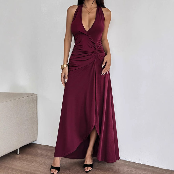 Damen Elegantes Halterkleid mit tiefem V-Ausschnitt und raffinierten Drapierungen Echo Archiv