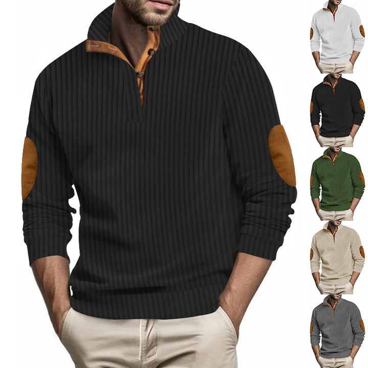 Herren angenehmer und modischer Pullover mit Lederdetails Echoarchiv