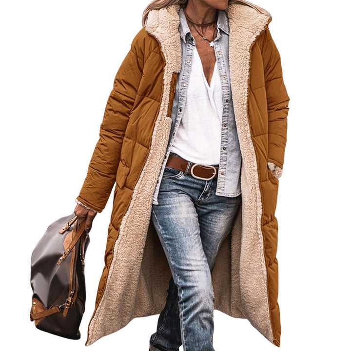 Damen lange, gefütterte Winterjacke mit Fleece-Futter Echoarchiv