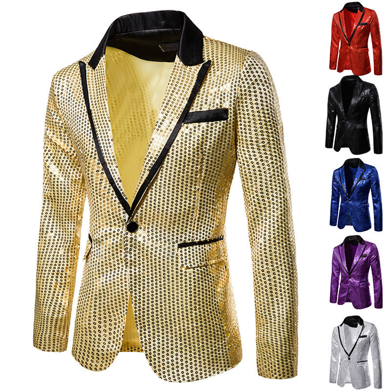 Herren nan Pailletten-Sakko mit kontrastierendem Revers und taillierter Silhouette Echo Archiv