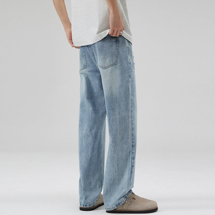 Herren Extraweite Denimhose mit entspanntem Schnitt und bodenlangem Saum Echo Archiv