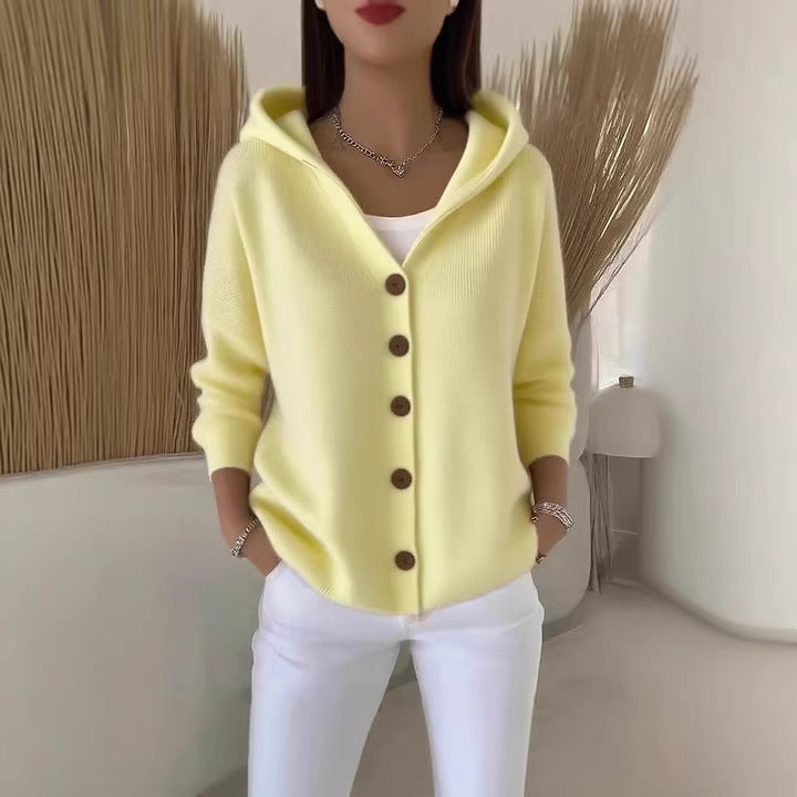 Damen nan Kapuzen-Cardigan mit Knopfleiste und lässiger Oversize-Passform Echo Archiv