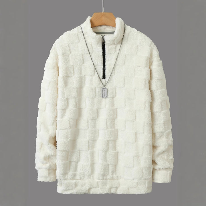 Herren Fleece-Pullover mit Reißverschluss und strukturiertem Design Echoarchiv