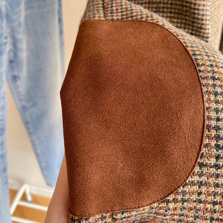 Damen Oversize-Tweed-Blazer mit Ellbogen-Patches, Pattentaschen und kastiger Silhouette Echo Archiv