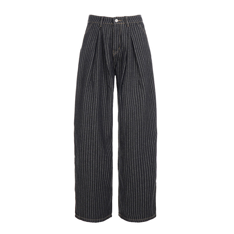 Damen Weite Hochtaillierte Streifenjeans Echo Archiv