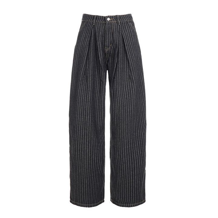 Damen Weite Hochtaillierte Streifenjeans Echo Archiv