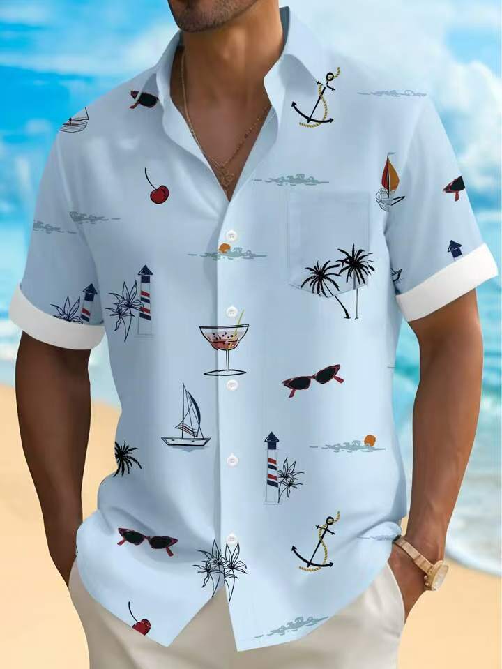 Herren Freizeithemd mit Maritimen Motiven Echoarchiv