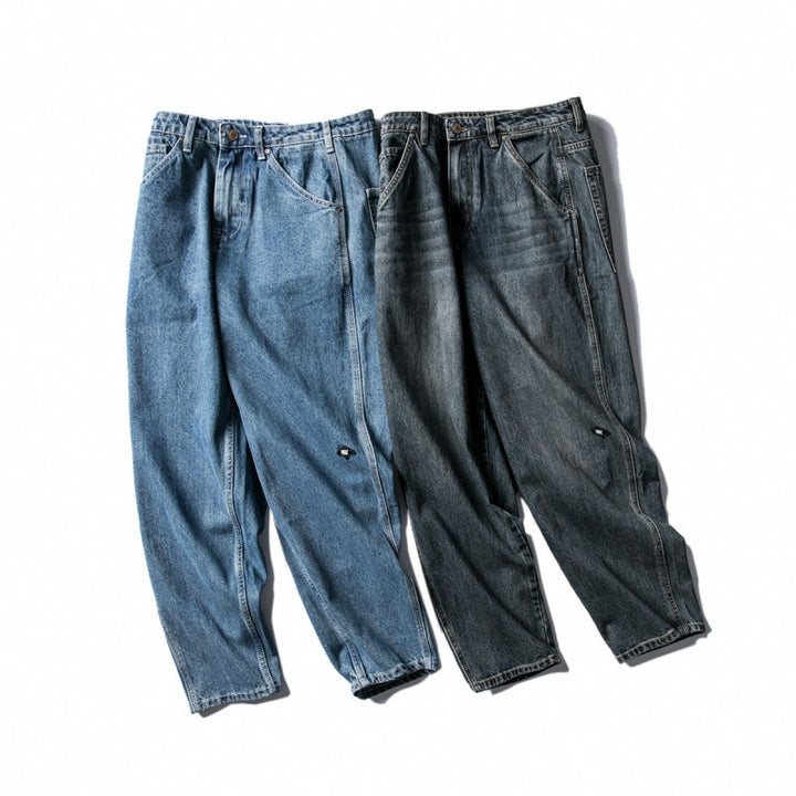 Herren Weite Baggy-Jeans aus robustem Denim mit hoher Bundhöhe und Used‑Waschung Echo Archiv