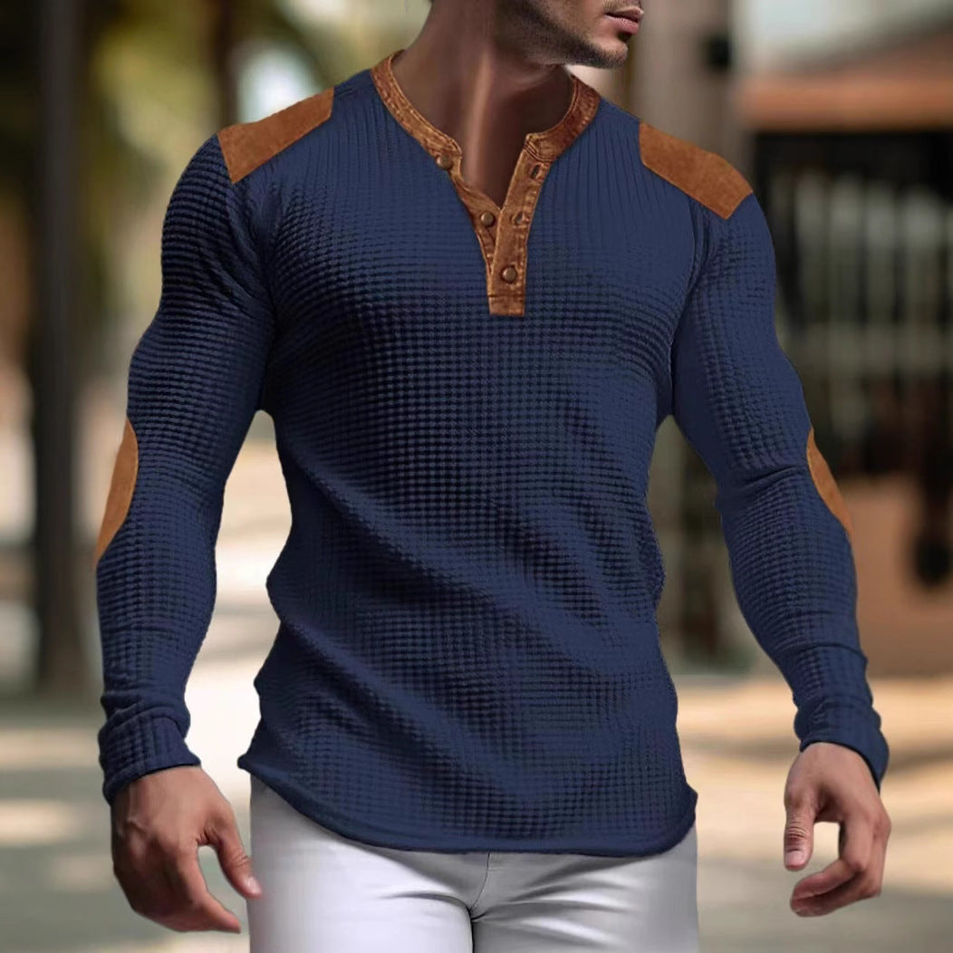 Herren Langarmshirt mit strukturiertem Design und Kontrastakzenten Echoarchiv