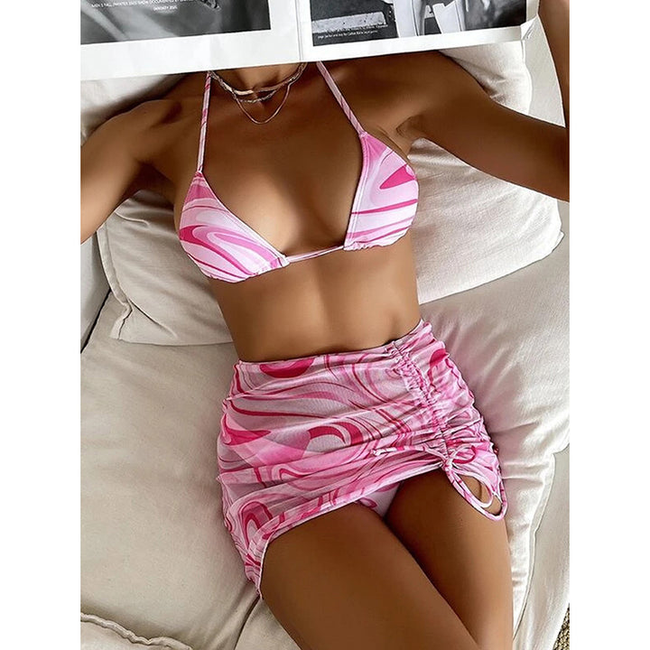 Damen Bikini-Set mit gerafftem Rock und Triangel-Oberteil Echo Archiv