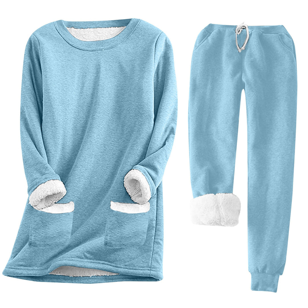 Damen Kuschelige LoungEchoarchivnzug mit Fleece-Innenfutter und praktischen Taschen Echoarchiv