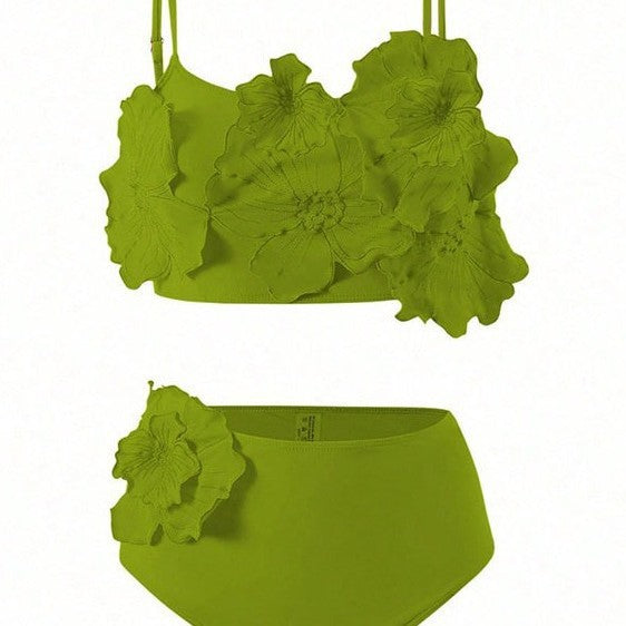 Damen Zweiteiliges Bikini-Set mit floralem Design und hochgeschnittenem Slip Echo Archiv