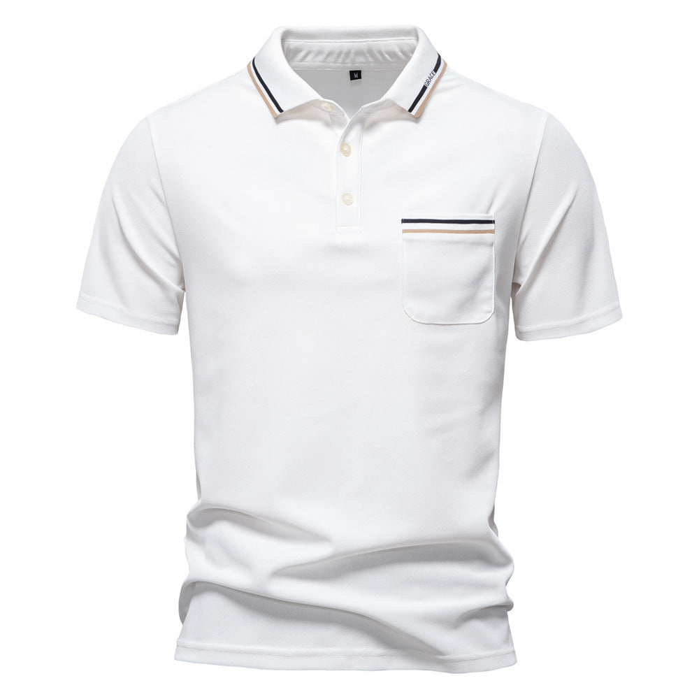 Herren nan modernes Poloshirt mit aufgesetzter Brusttasche und Kontrastbesatz am Polokragen Echo Archiv