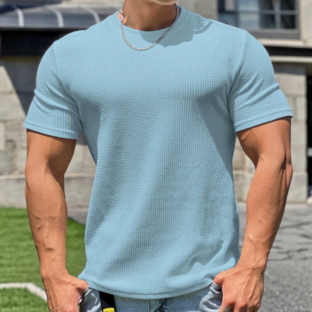 Herren strukturiertes T-Shirt in schlanker Passform mit Rundhalsausschnitt – Marzano