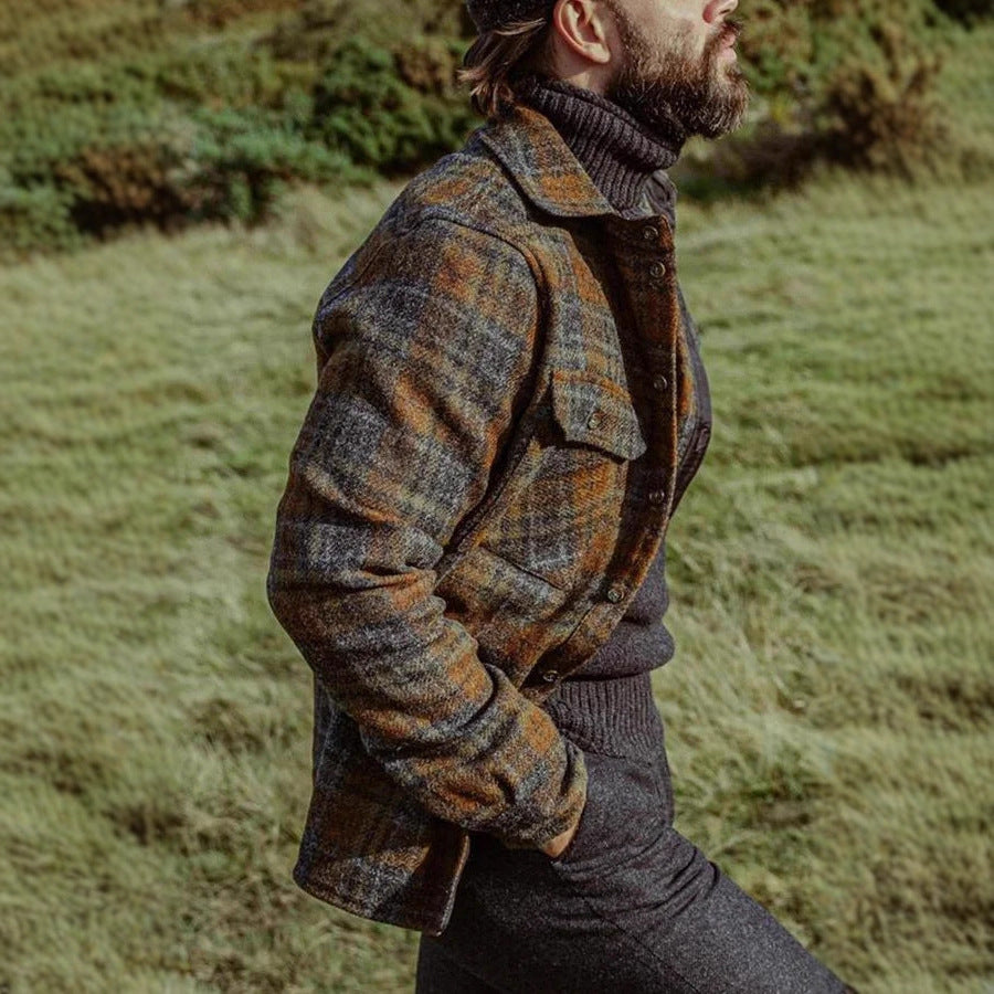 Herren Gemusterte Flanelljacke mit praktischen Taschen Echoarchiv