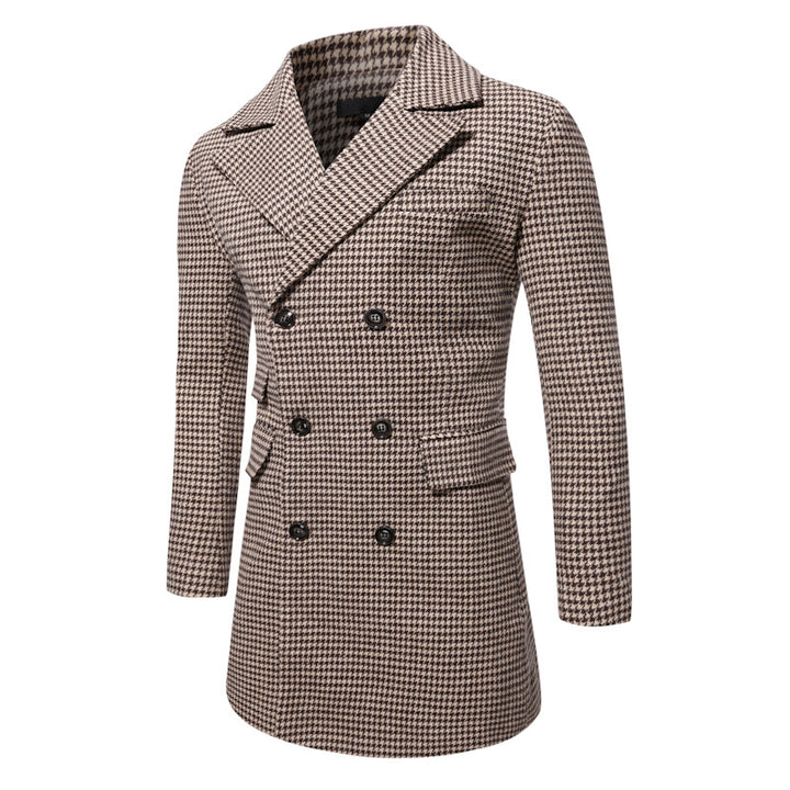 Herren eleganter Karoblazer mit doppelter Knopfleiste und stylischem Innenfutter Echoarchiv