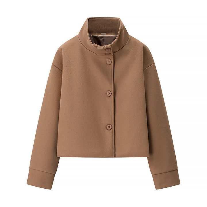 Damen Kurzjacke Boxy Wollmix mit Stehkragen, Oversize-Ärmeln und Knopfleiste Echo Archiv