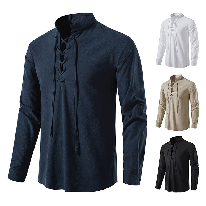 Herren Langarm-Shirt mit modischer Schnürung Echoarchiv
