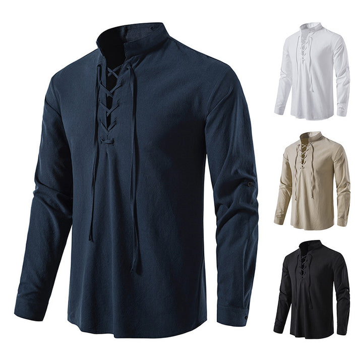 Herren Langarm-Shirt mit modischer Schnürung Echoarchiv