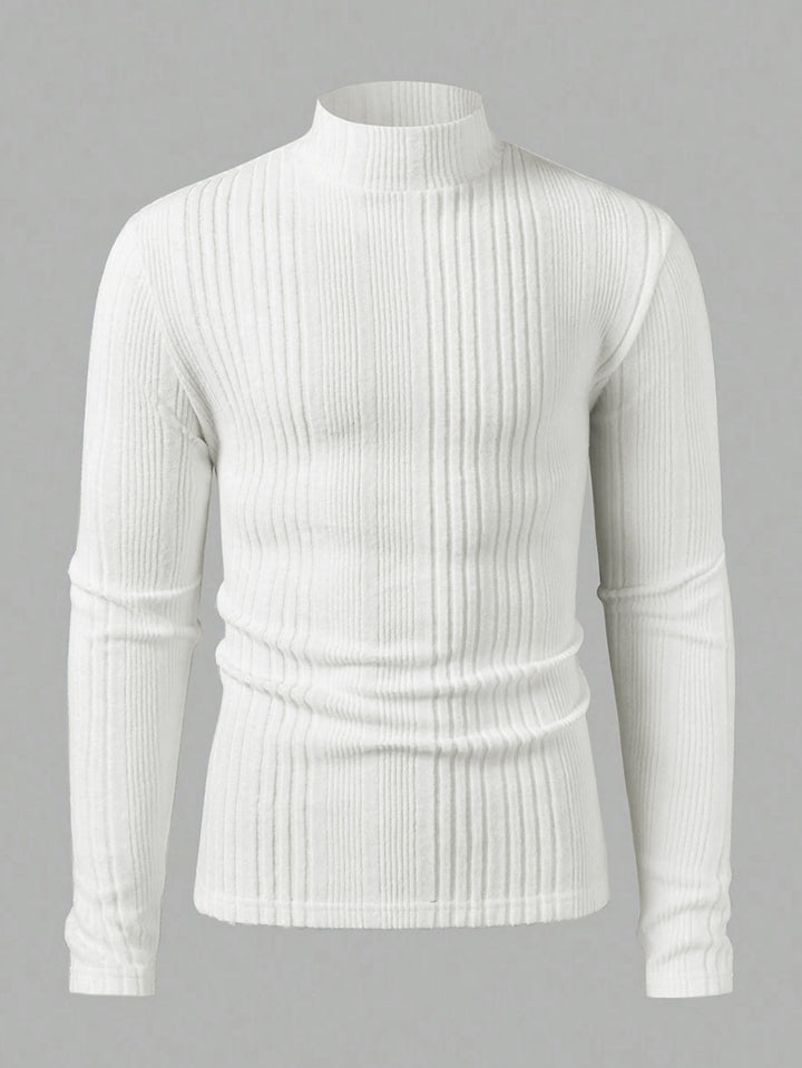 Herren Strickpullover mit hohem Kragen und Rippstruktur Echoarchiv