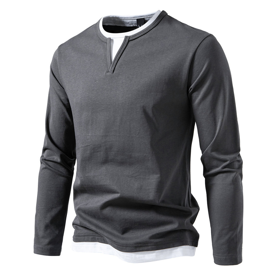 Herren Langarmshirt mit Lagen-Look und markantem Schlitzkragen Echo Archiv