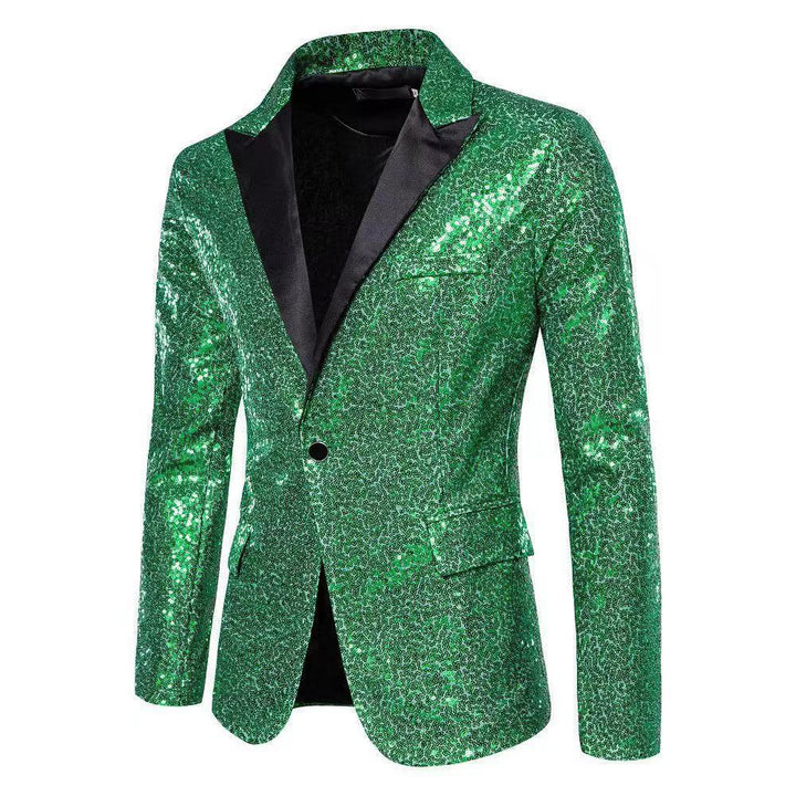 Herren eleganter Pailletten-Blazer mit edel dekorativen Akzenten Echoarchiv