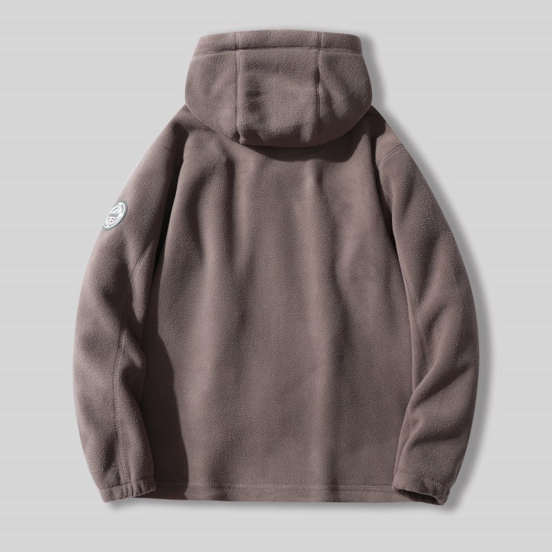 Herren Fleece-Kapuzenjacke mit Teddyfutter, durchgehendem Reißverschluss und Utility-Taschen Echoarchiv