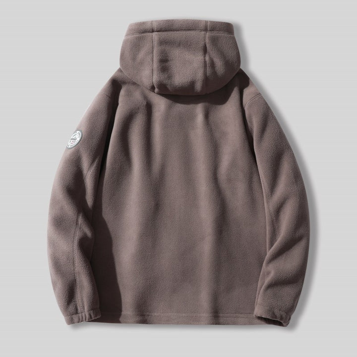 Herren Fleece-Kapuzenjacke mit Teddyfutter, durchgehendem Reißverschluss und Utility-Taschen Echoarchiv