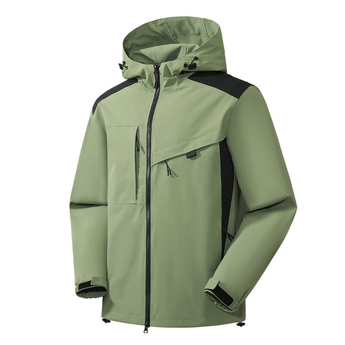 Herren technische Softshelljacke mit Kapuze, diagonalem Brustfach und Multifach-Reißverschlusstaschen Echo Archiv