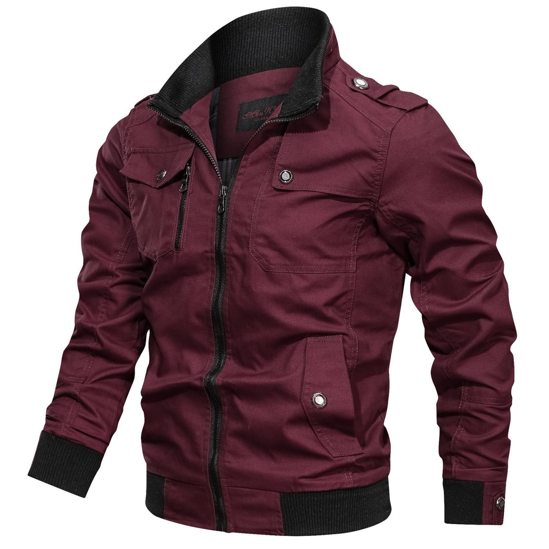 Herren Utility-Canvasjacke mit hohem Rippkragen und Mehrfachtaschen Echoarchiv