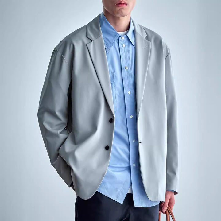 Herren Oversize-Sakko aus technischem Stretchgewebe mit Ein-Knopf-Verschluss Echoarchiv
