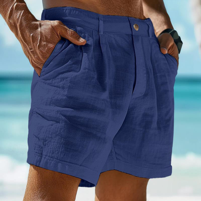 Herren elegante Freizeitshorts aus atmungsaktivem Leinenmix mit praktischen Taschen Echoarchiv