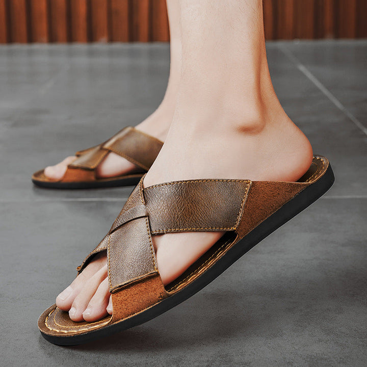 Herren Elegante und bequeme Leder-Sandalen mit verstellbarem Riemensystem – Tavélo