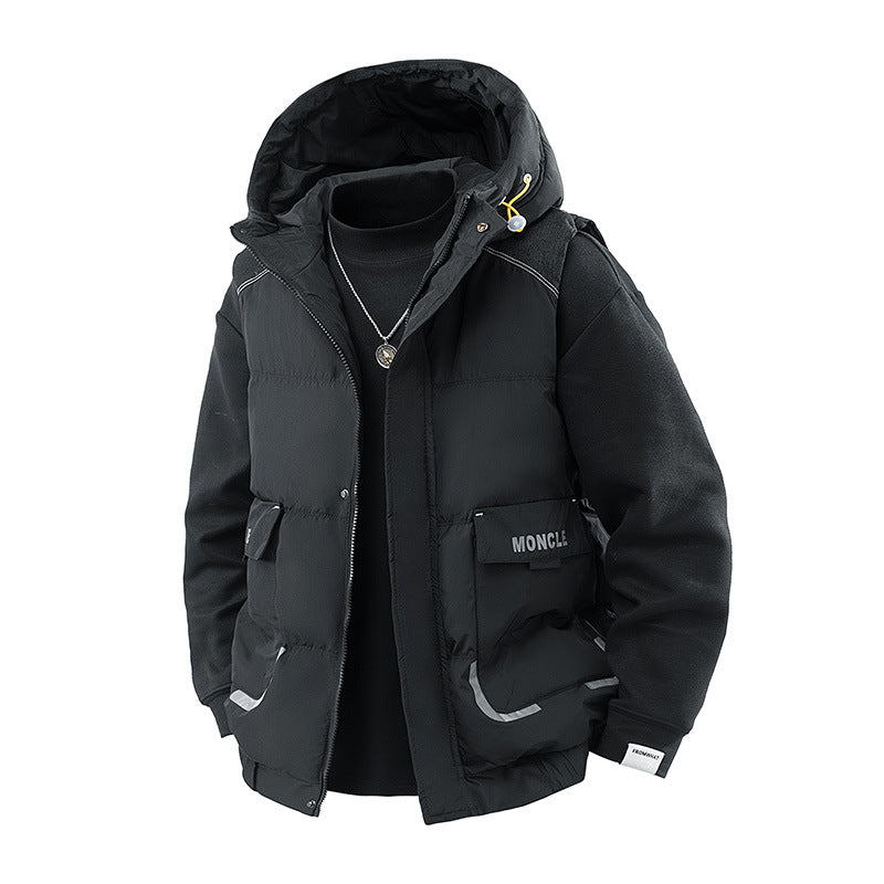 Herren Gesteppte Outdoor-Weste mit Kapuze, Cargo-Taschen und verstellbarem Saum Echoarchiv