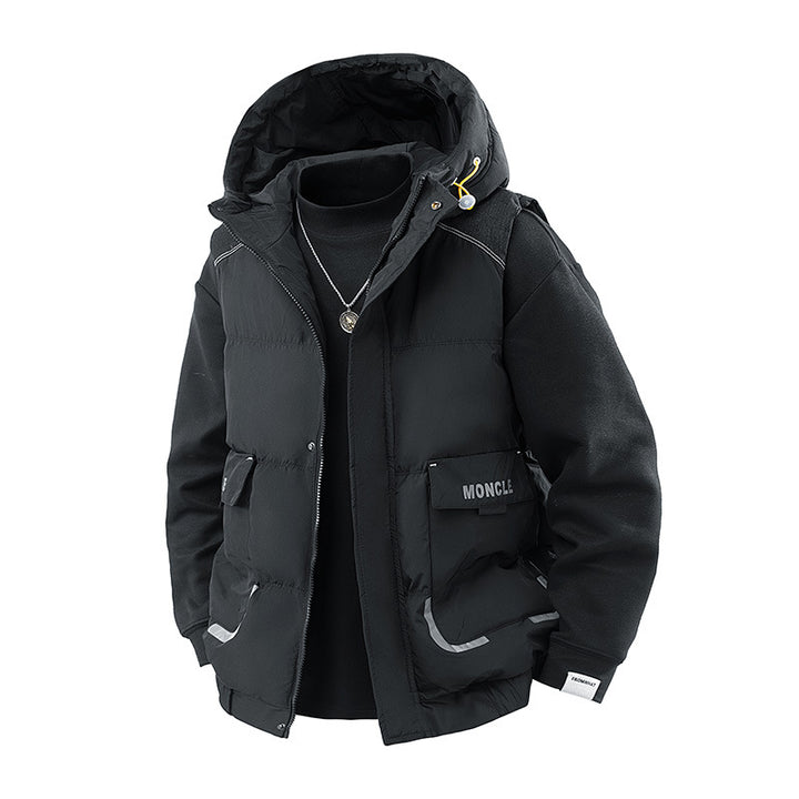 Herren Gesteppte Outdoor-Weste mit Kapuze, Cargo-Taschen und verstellbarem Saum Echoarchiv