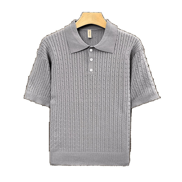 Herrenmode Strick-Polohemd mit strukturiertem Design Echo Archive
