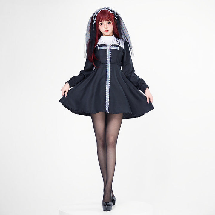 Damen Verspielt romantisches Dienstmädchenkleid mit Rüschen und Schleifen Echo Archiv