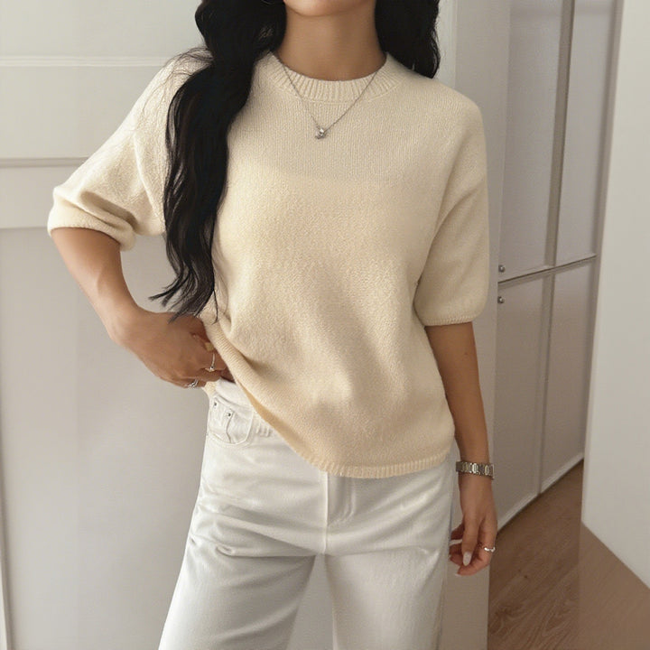 Damen kurzärmeliges Strickoberteil mit lässigem Schnitt Echo Archiv