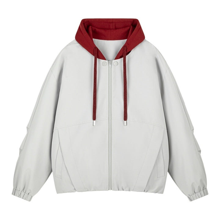 Unisex Oversize Kapuzen‑Zipjacke mit kontrastiertem Kapuzenfutter und elastischem Saum Echoarchiv