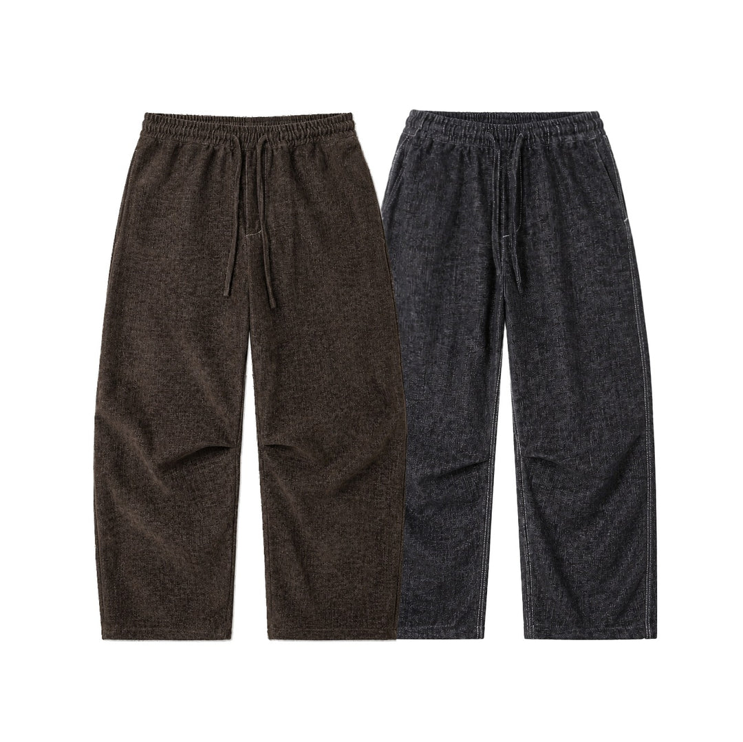 Damen Locker geschnittene Cropped-Hose mit hohem elastischem Bund und Kordelzug aus strukturierter Leinenmischung Echoarchiv